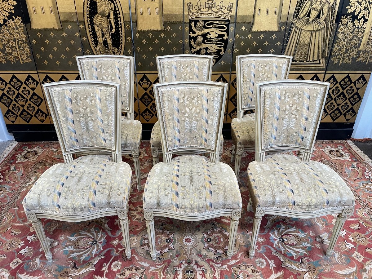 Suite Of 6 Louis XVI Style Chairs-photo-4