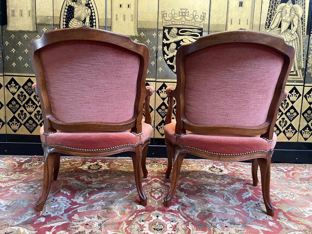 Pair Of Louis XV Style Cabriolet Armchairs-photo-3