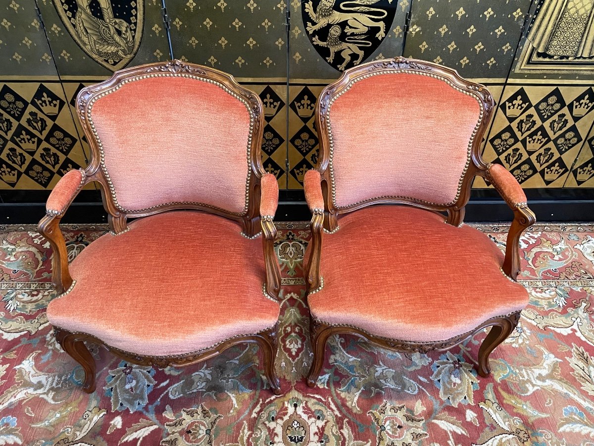 Paire De Fauteuils Cabriolets De Style Louis XV-photo-4