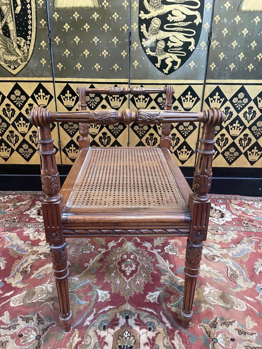 banc banquette de piano style Louis XVI assise cannée d'époque 1900