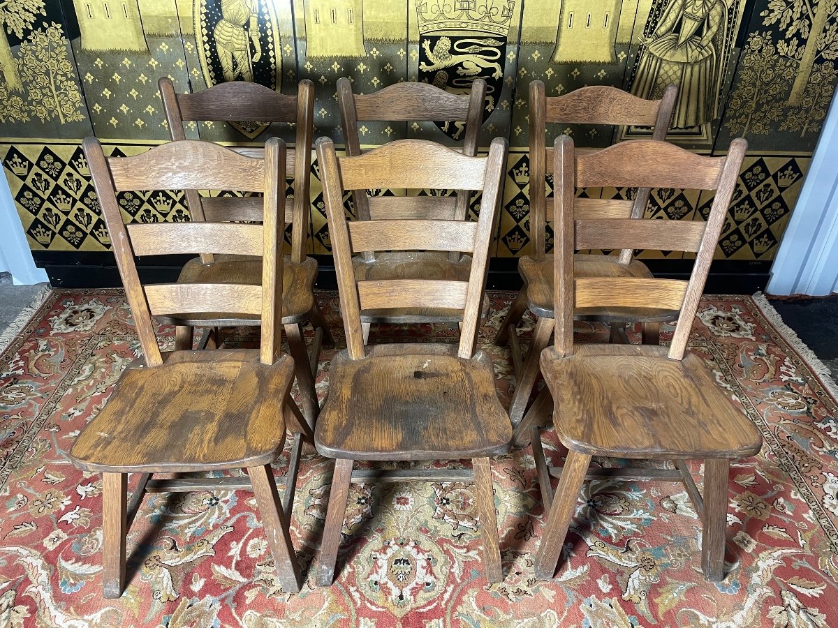 Suite Of 6 Savoyard Chairs In Solid Oak-photo-2