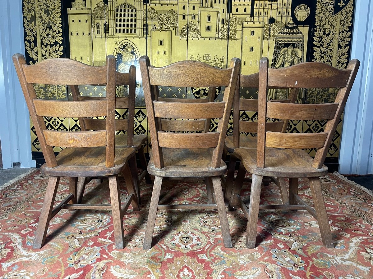 Suite Of 6 Savoyard Chairs In Solid Oak-photo-3