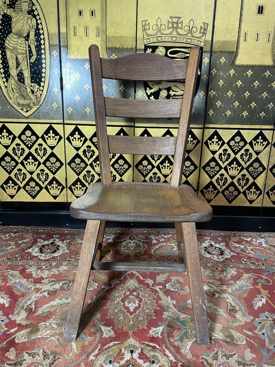 Suite Of 6 Savoyard Chairs In Solid Oak-photo-4