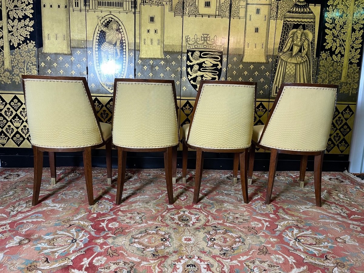 Suite Of 4 Gondola Chairs Art Deco Period-photo-3