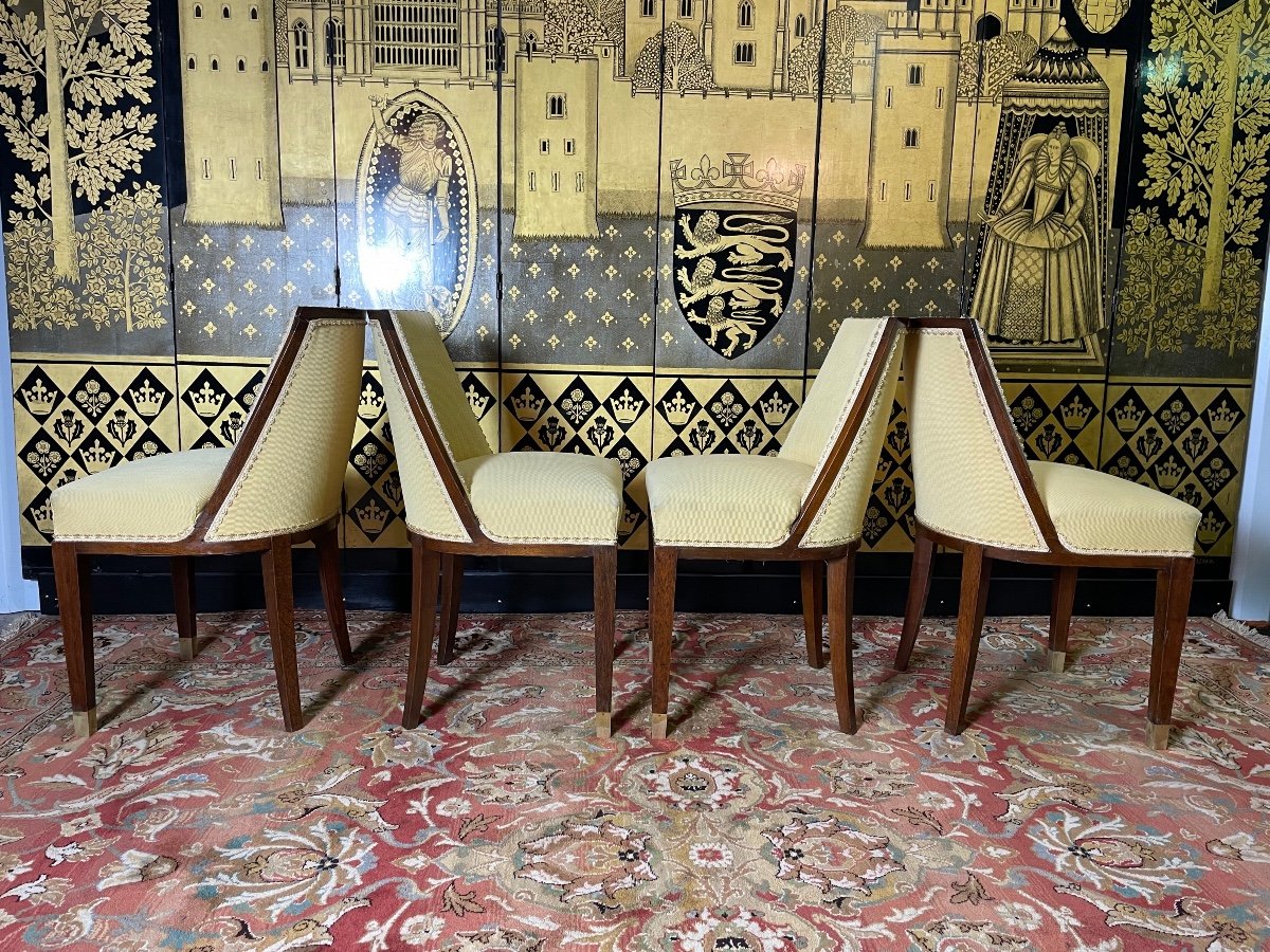 Suite Of 4 Gondola Chairs Art Deco Period-photo-4