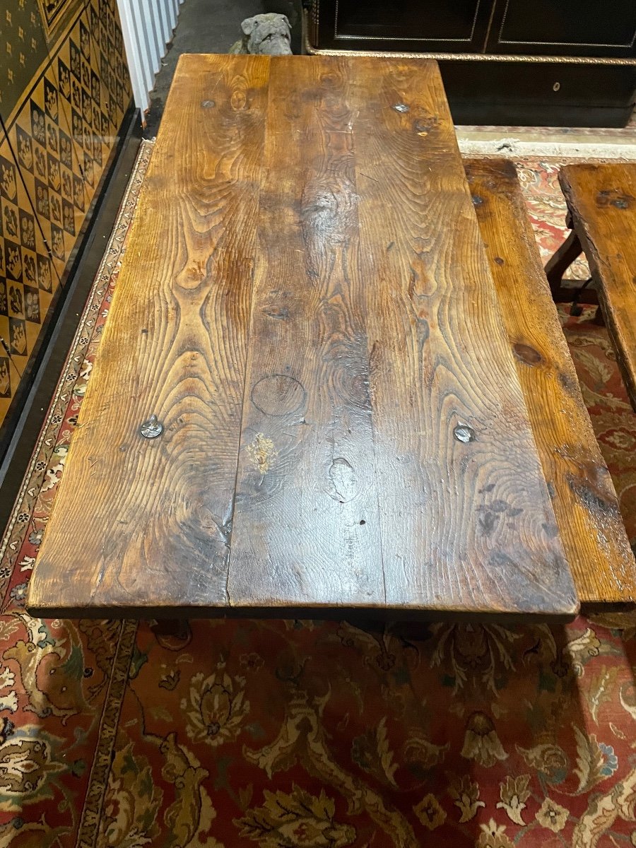 Table De Ferme à L’espagnol Avec Ses Deux Bancs -photo-3