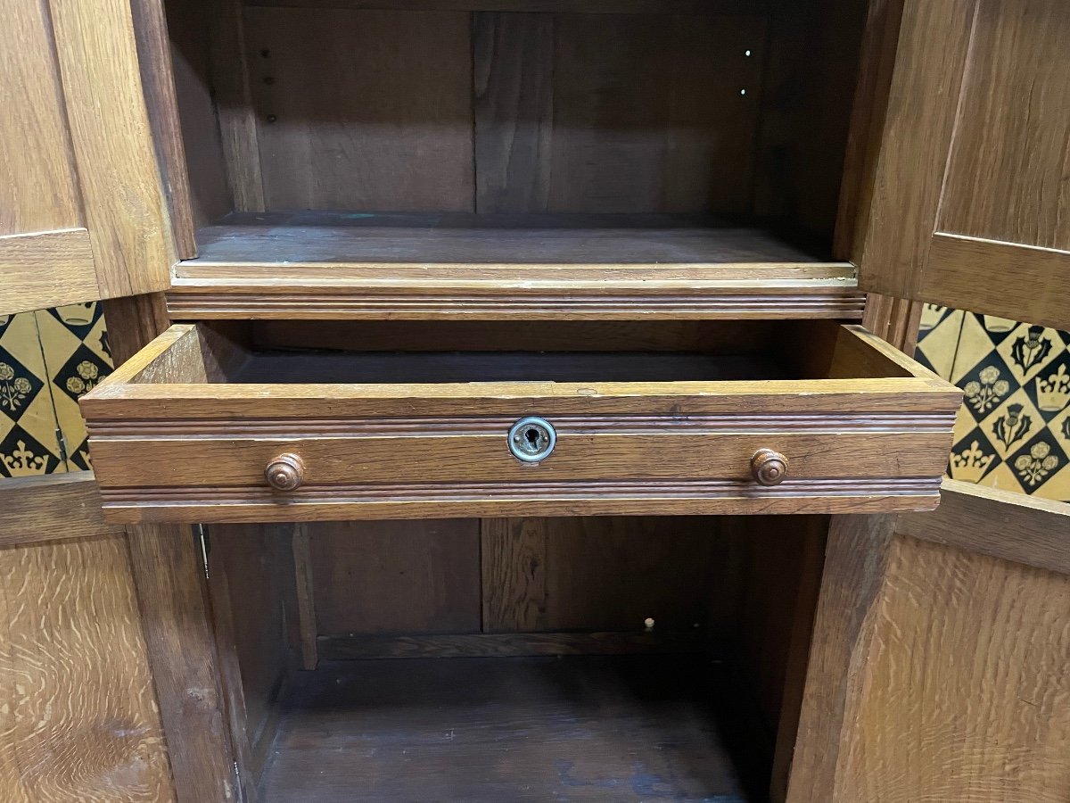 Louis XVI Style Entrance Cabinet In Solid Oak 1900-photo-3