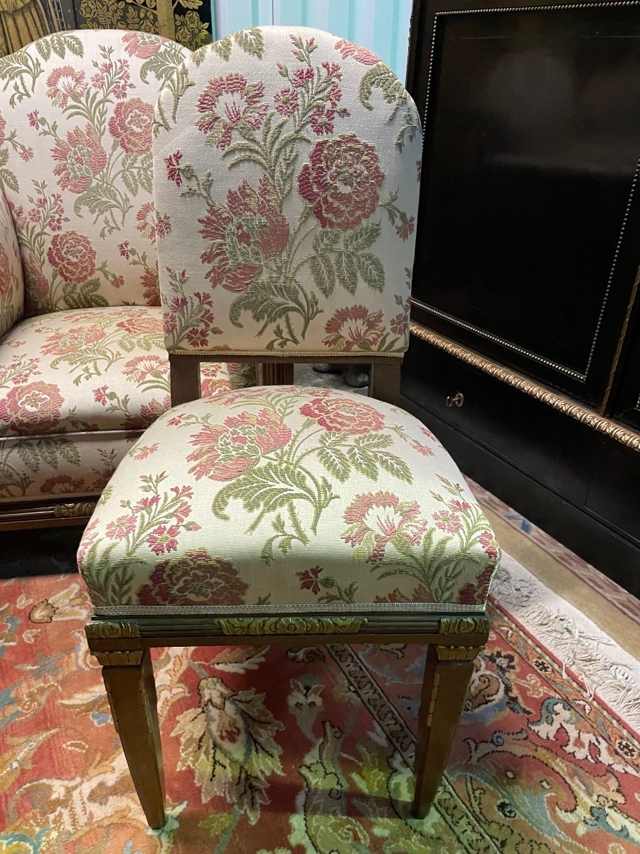 Art Deco Period Living Room Sofa And Pair Of Armchairs-photo-3