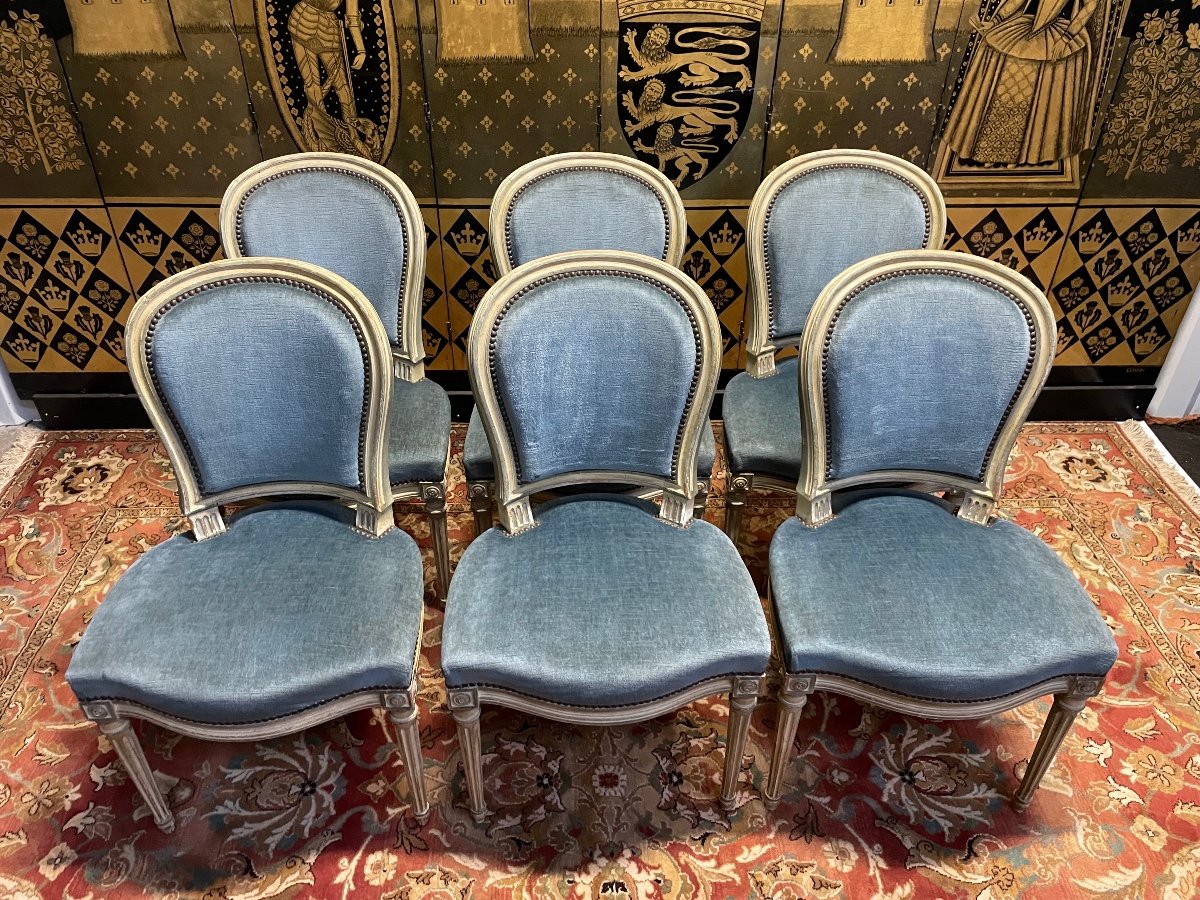 Suite De 6 Chaises De Style Louis XVI -photo-2