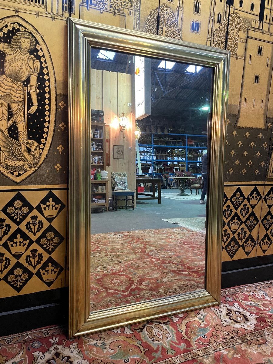 Louis Philippe Bistro Mirror In Repoussé Brass 