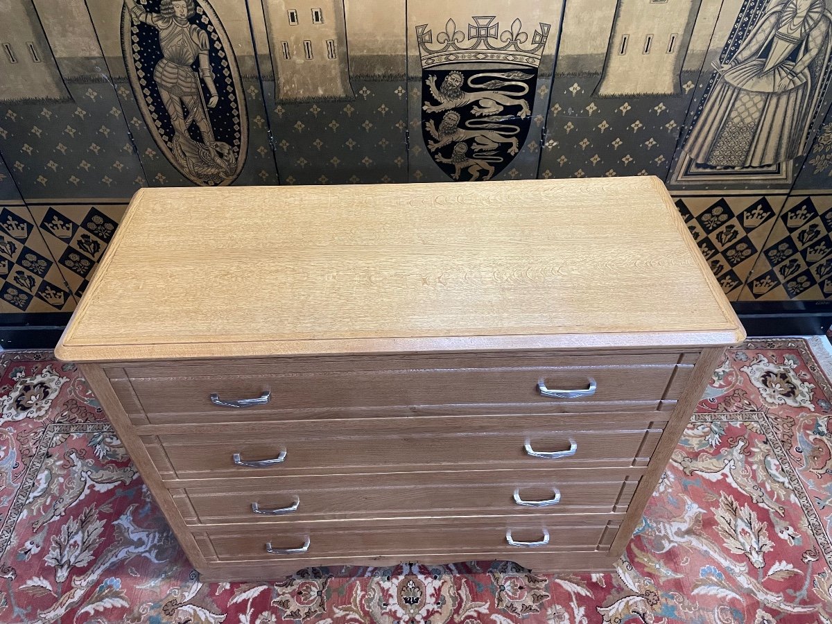 Art Deco Period Chest Of Drawers In Solid Oak -photo-3