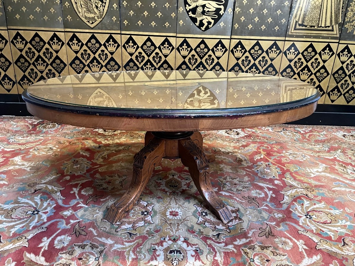 Napoleon III Oval Coffee Table In Marquetry -photo-2