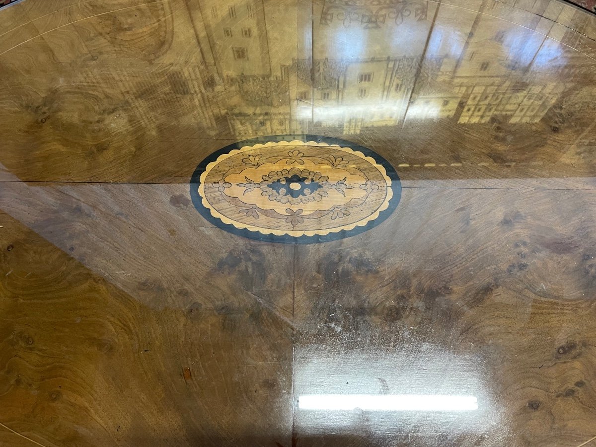 Napoleon III Oval Coffee Table In Marquetry -photo-3