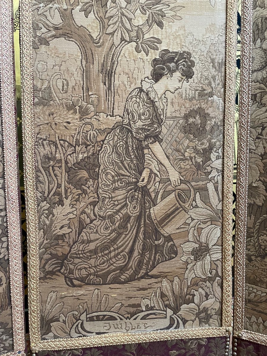 Paravent époque Art Nouveau En Tissu -photo-3