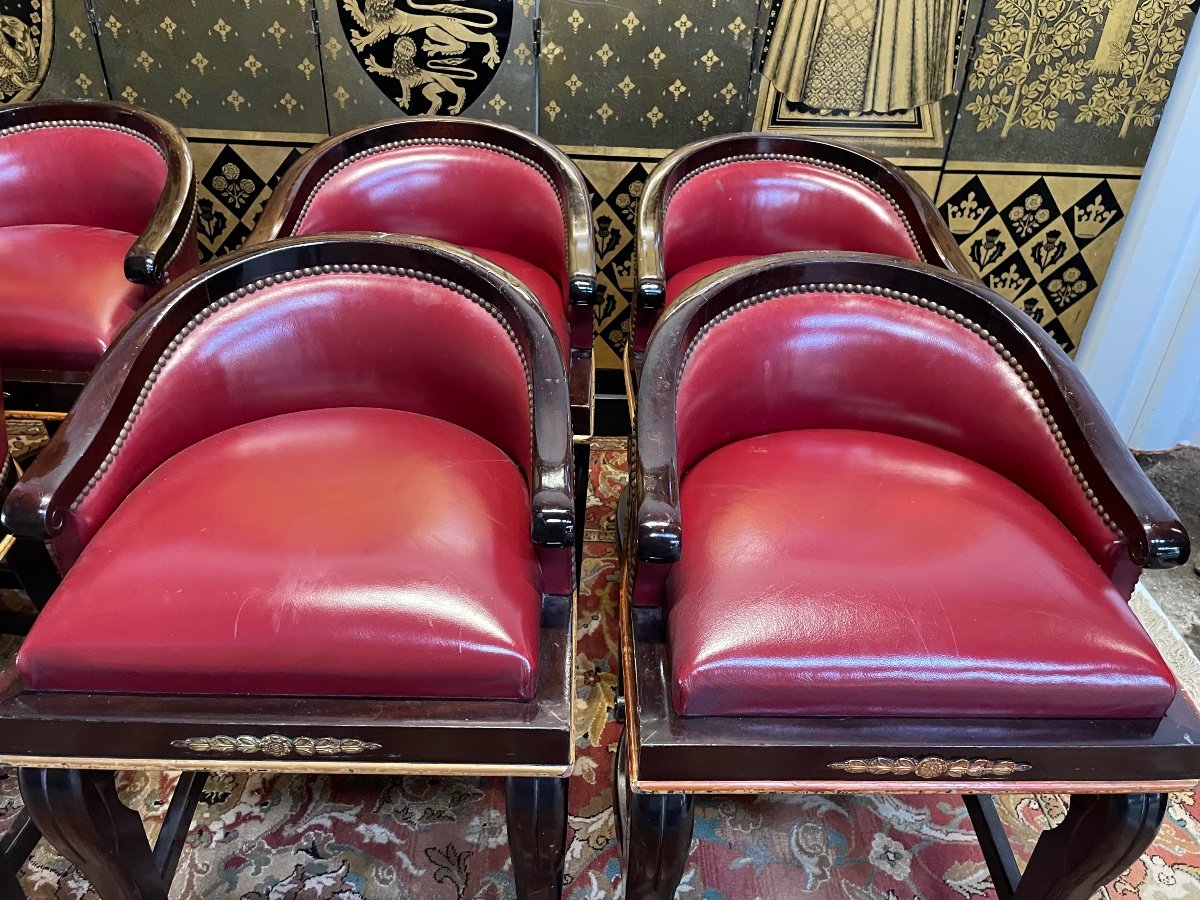 Suite Of 8 Bar Stools Signed Pierre Counot Blandin -photo-3