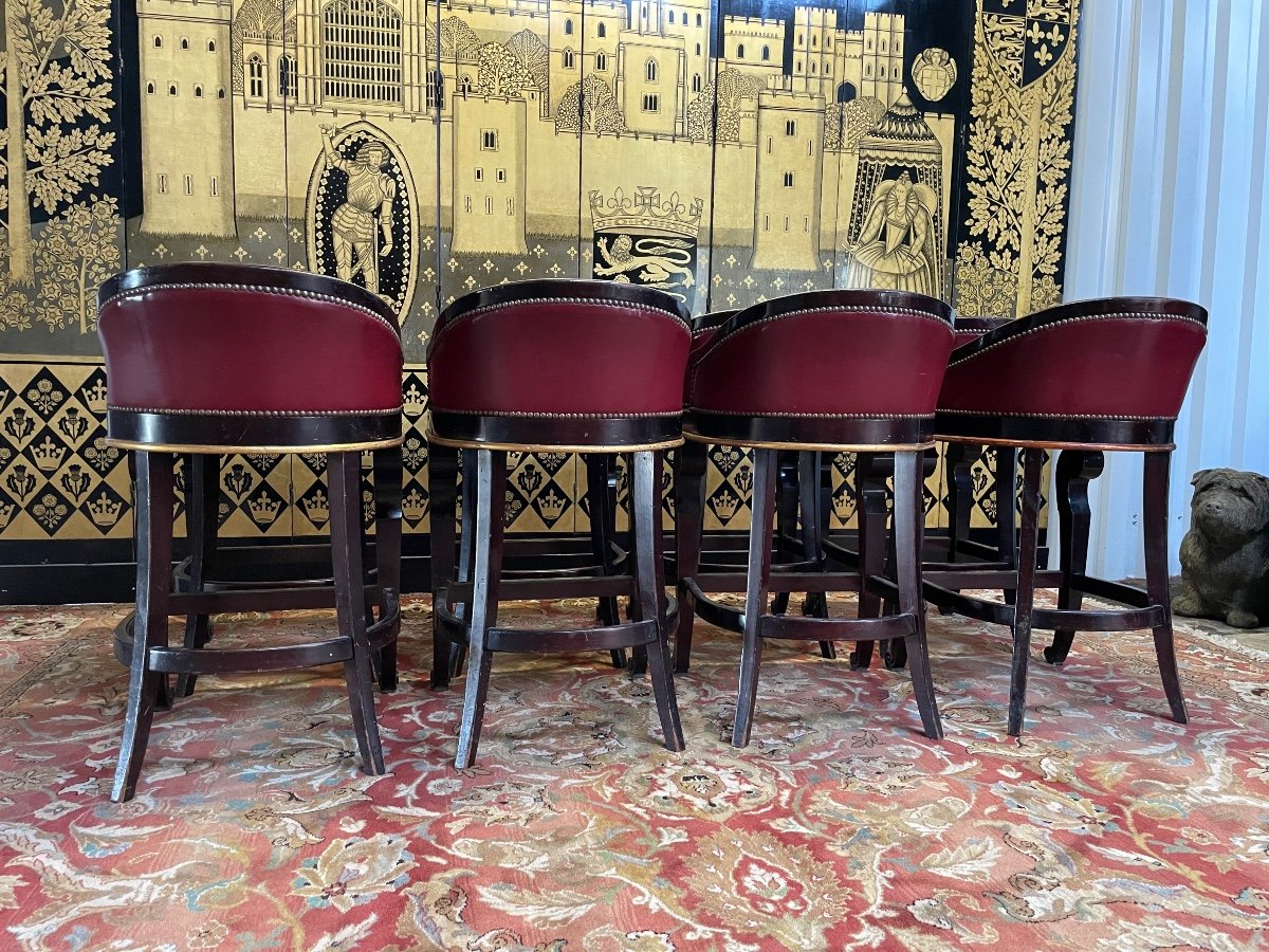 Suite Of 8 Bar Stools Signed Pierre Counot Blandin -photo-1