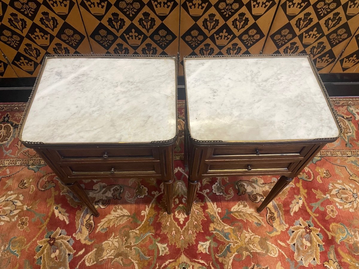 Pair Of Louis XVI Style Bedside Tables-photo-2