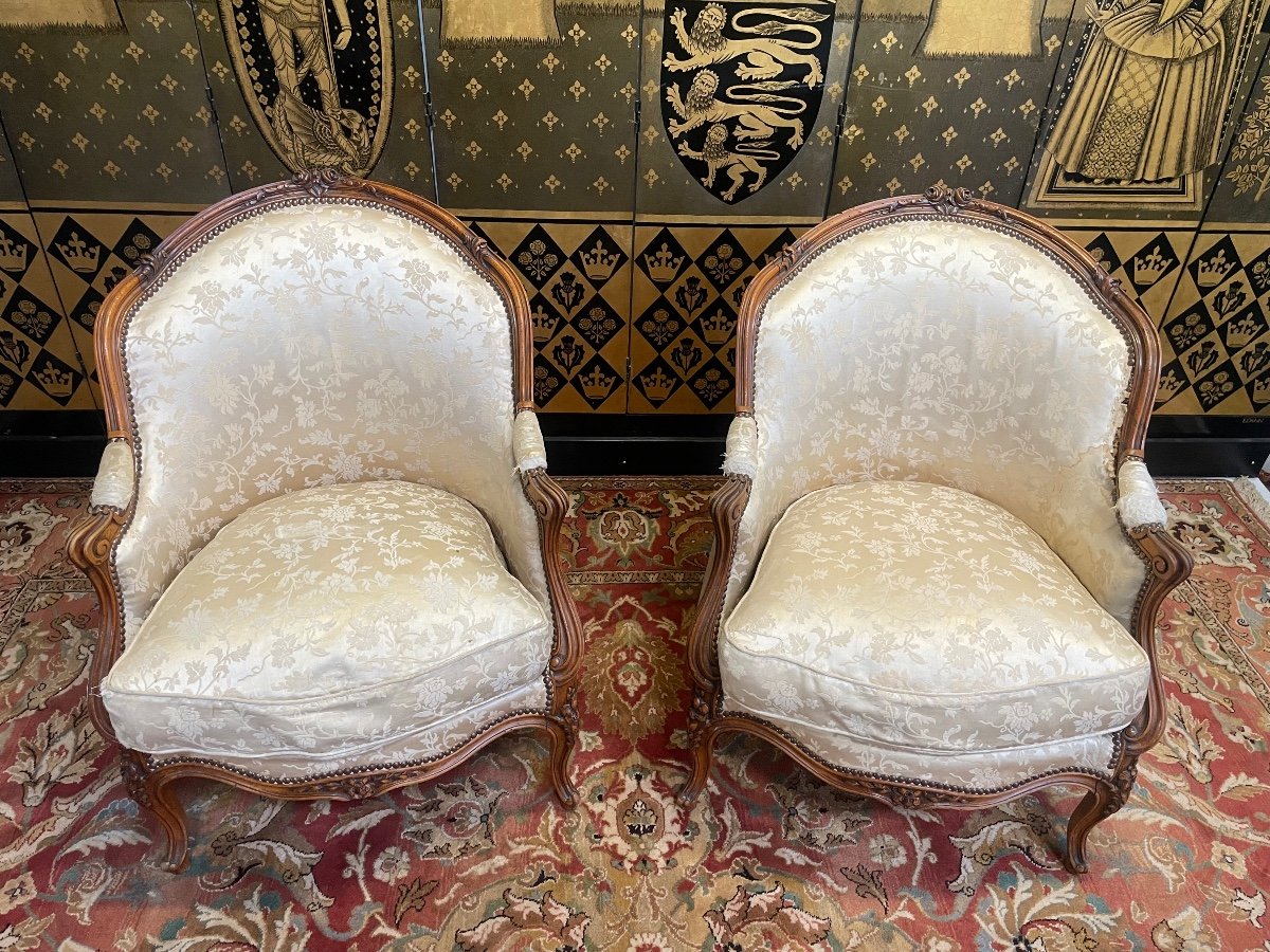 Pair Of Armchairs - Louis XV Style Bergeres-photo-2