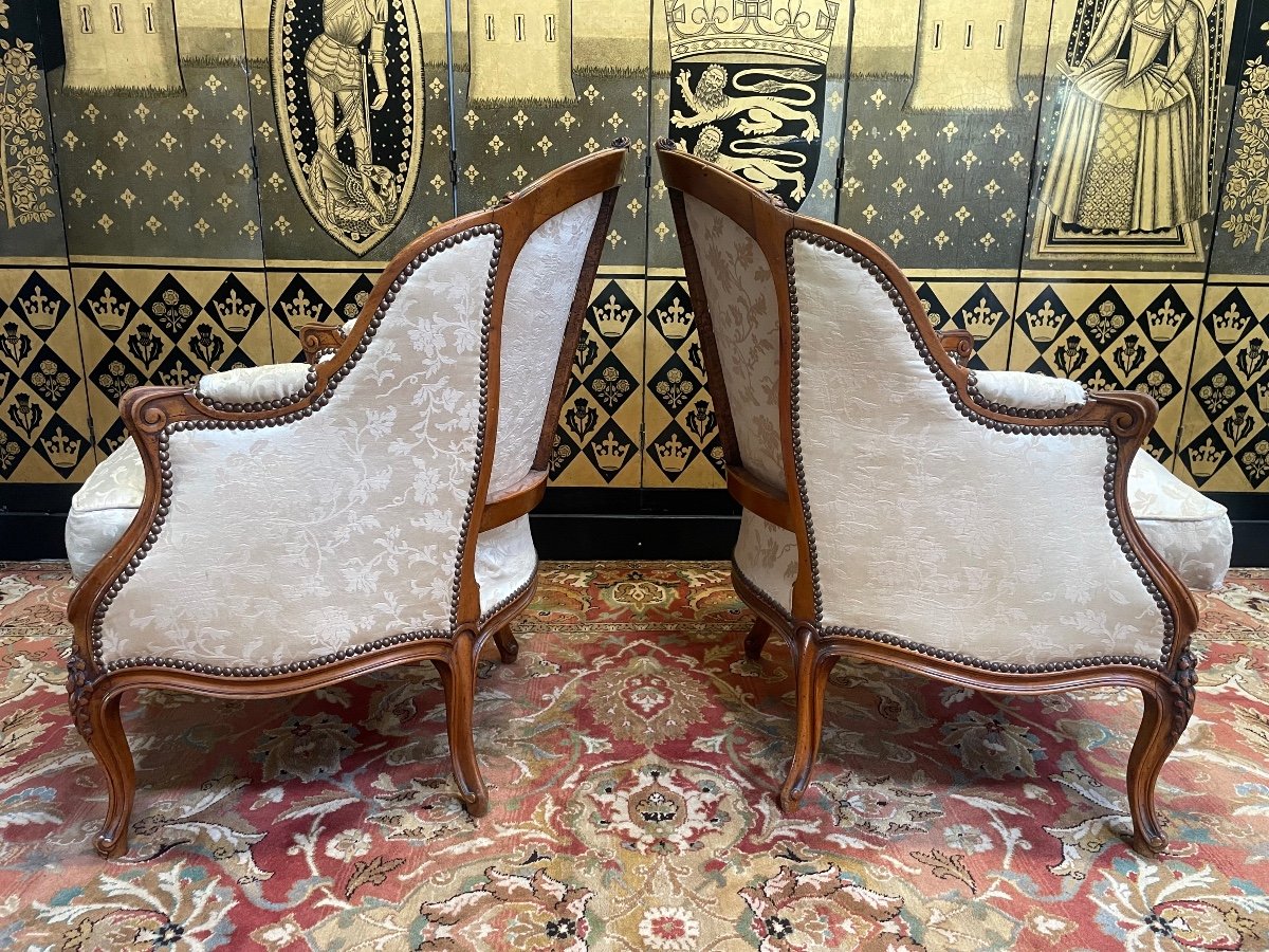 Pair Of Armchairs - Louis XV Style Bergeres-photo-1