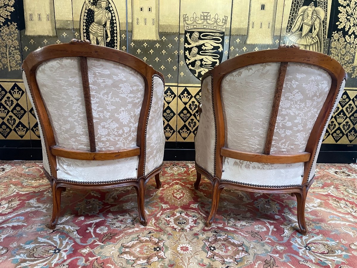 Pair Of Armchairs - Louis XV Style Bergeres-photo-2