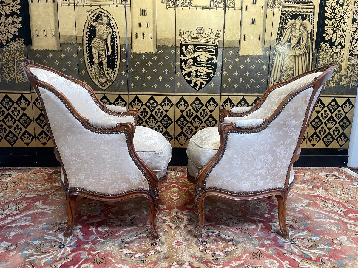 Pair Of Armchairs - Louis XV Style Bergeres-photo-3