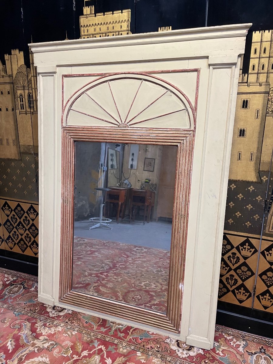 Louis XVI Style Trumeau Mirror Painted -photo-3