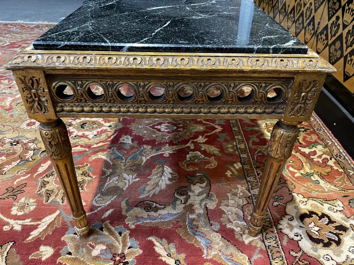 Louis XVI Gold And Green Marble Coffee Table -photo-2