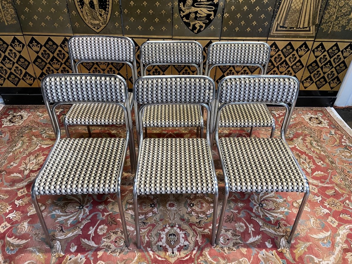 Suite Of 6 Chrome Chairs 1970-photo-4