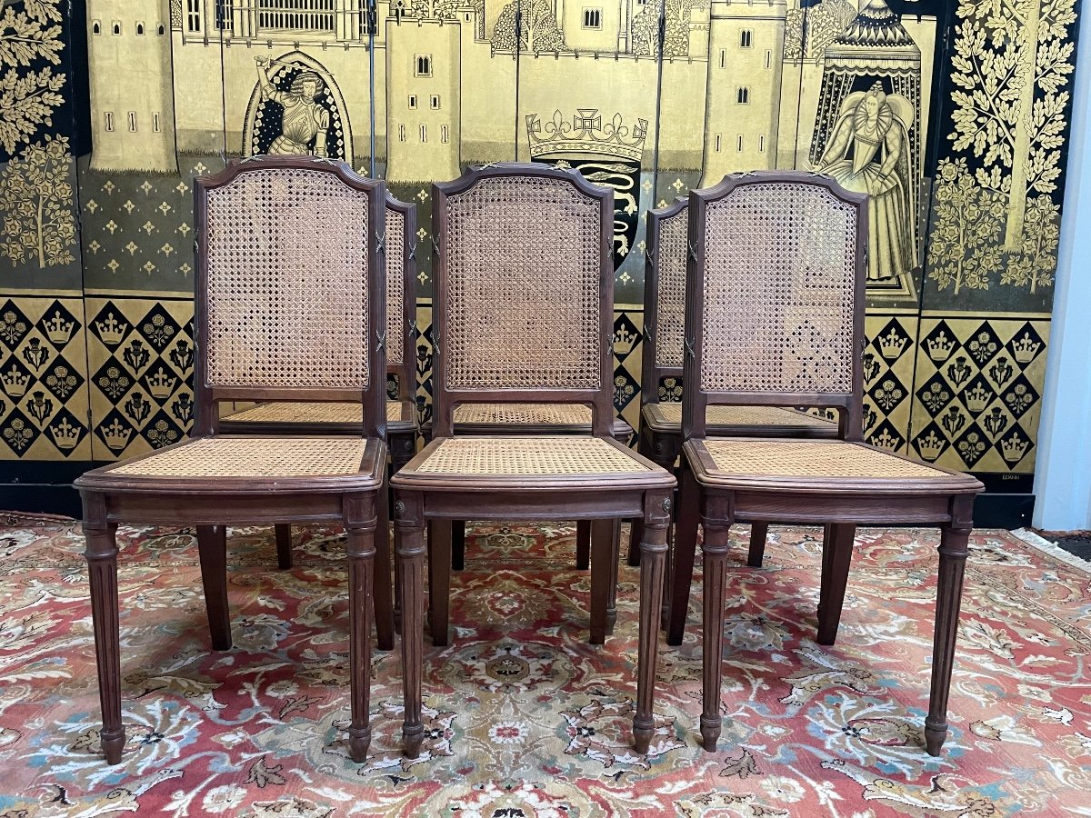 Suite Of 6 Louis XVI Chairs In Cannage 