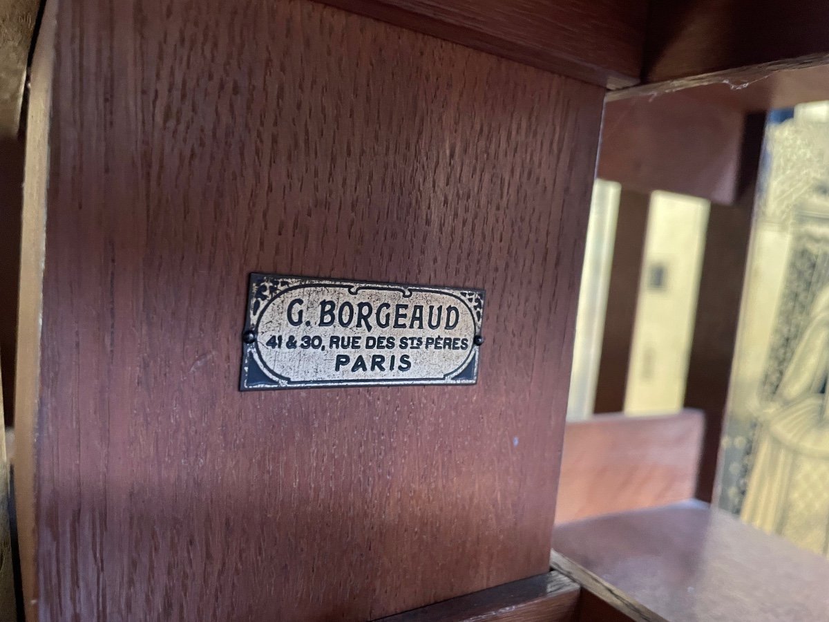 Bibliothèque Tournante En Chêne Massif "G.borgeaud Paris"-photo-1