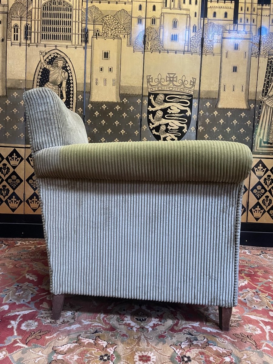 Club Armchair Art Deco Period Corduroy -photo-2