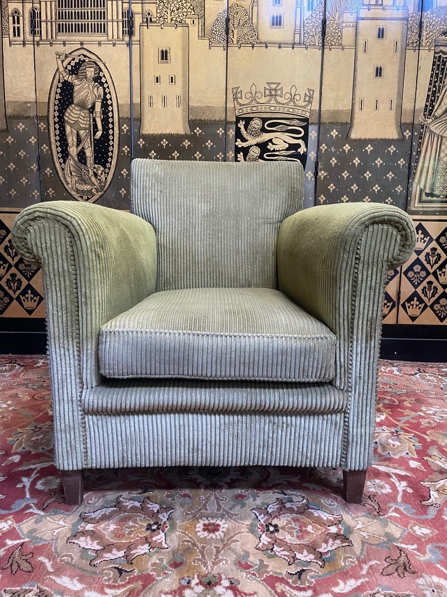 Club Armchair Art Deco Period Corduroy 