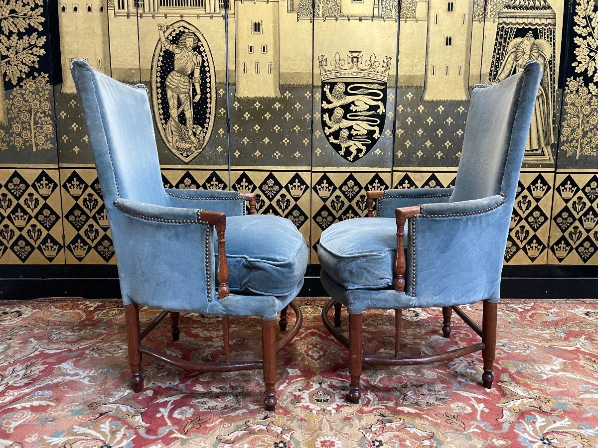 Pair Of English Armchairs 19th Century-photo-4