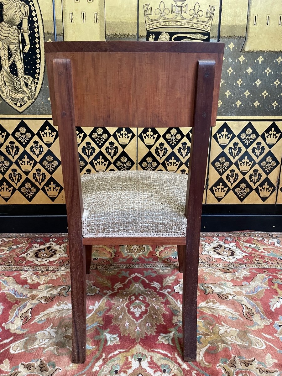 Suite Of 6 Art Deco Chairs - 1950 In Mahogany -photo-4