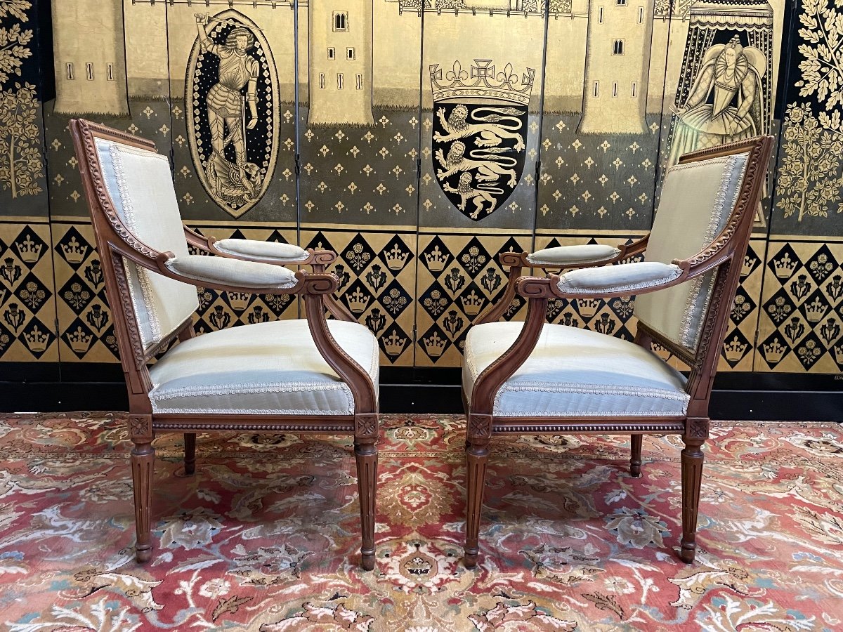 Pair Of Louis XVI Style Armchairs-photo-2