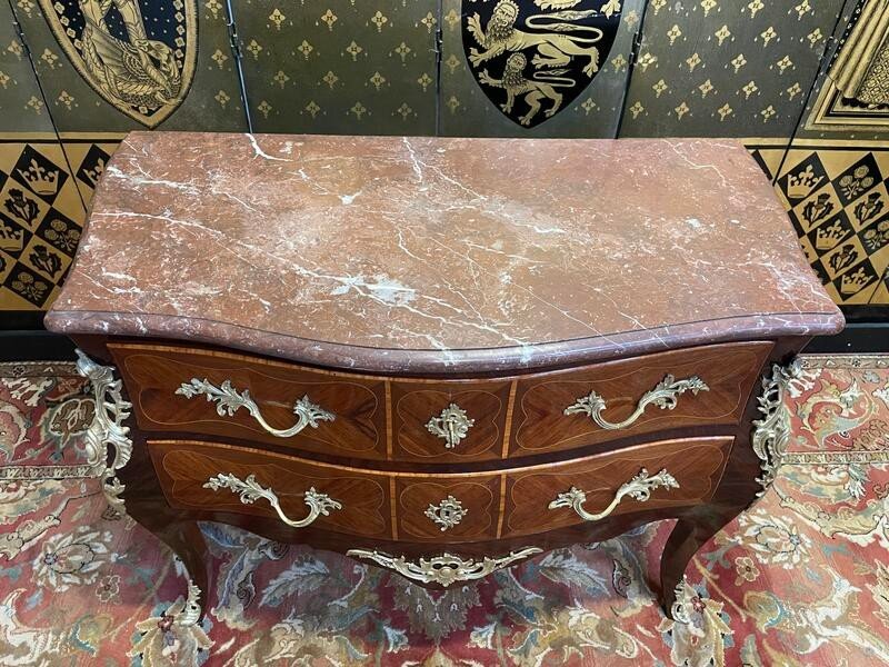 Louis XV Style Marquetry Chest Of Drawers-photo-4