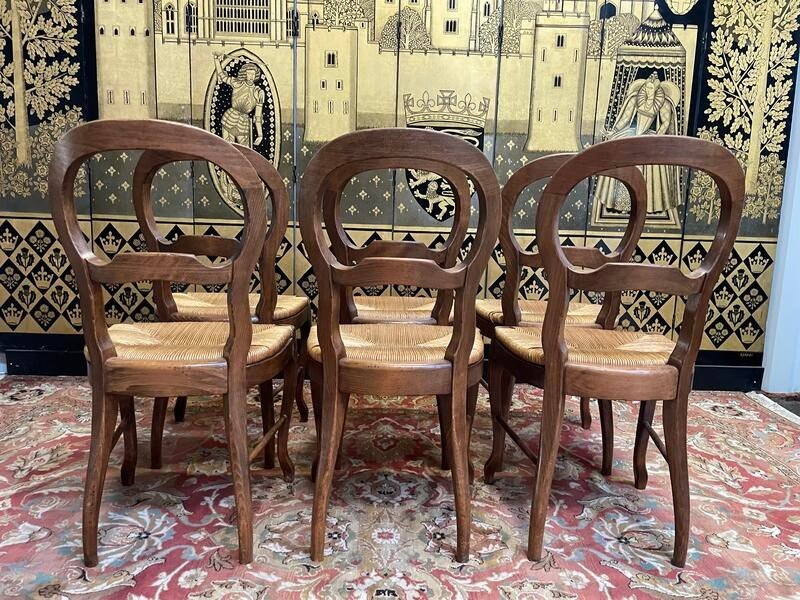 Set Of 6 Louis Philippe Style Straw Chairs -photo-2