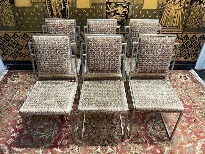 Suite Of 6 Chairs 1970 Willy Rizzo Stainless Steel -photo-1