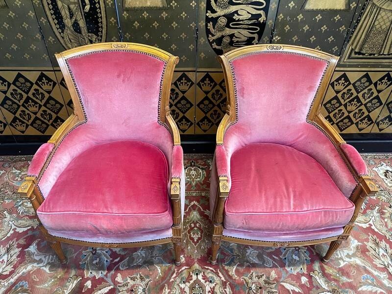 Paire De Fauteuils - Bergères De Style Louis XVI-photo-3