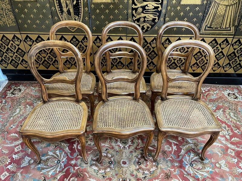 Set Of 6 Louis Philippe Caned Chairs -photo-1