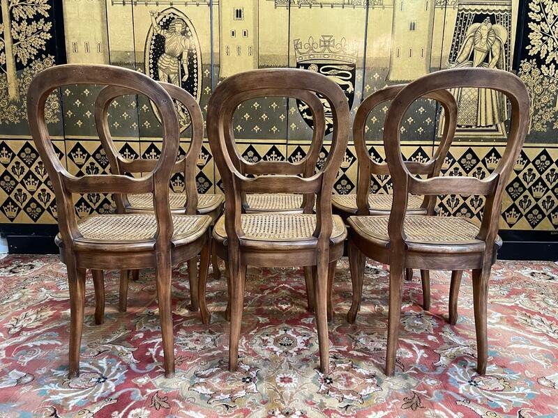 Set Of 6 Louis Philippe Caned Chairs -photo-2