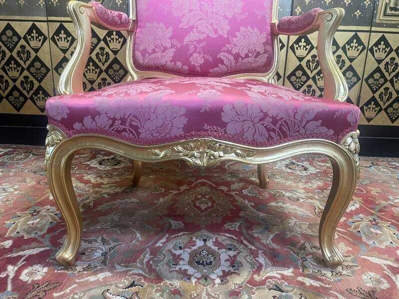 Fauteuil - Cabriolet De Style Louis XV Bois Doré -photo-4