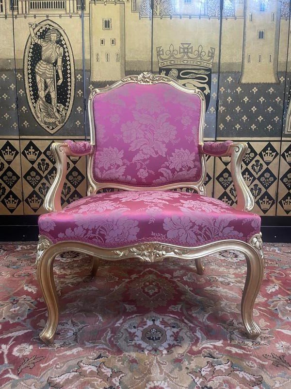 Fauteuil - Cabriolet De Style Louis XV Bois Doré 