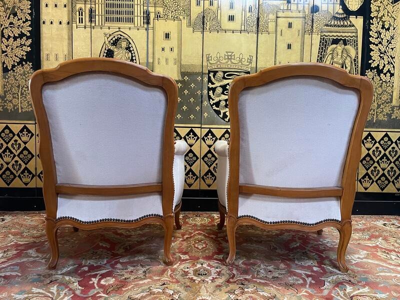 Pair Of Louis XV Style Bergère Armchairs-photo-2