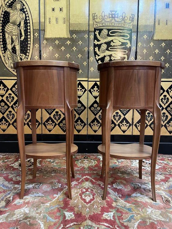 Pair Of Louis XV Style Bedside Tables - Transitional Walnut -photo-3