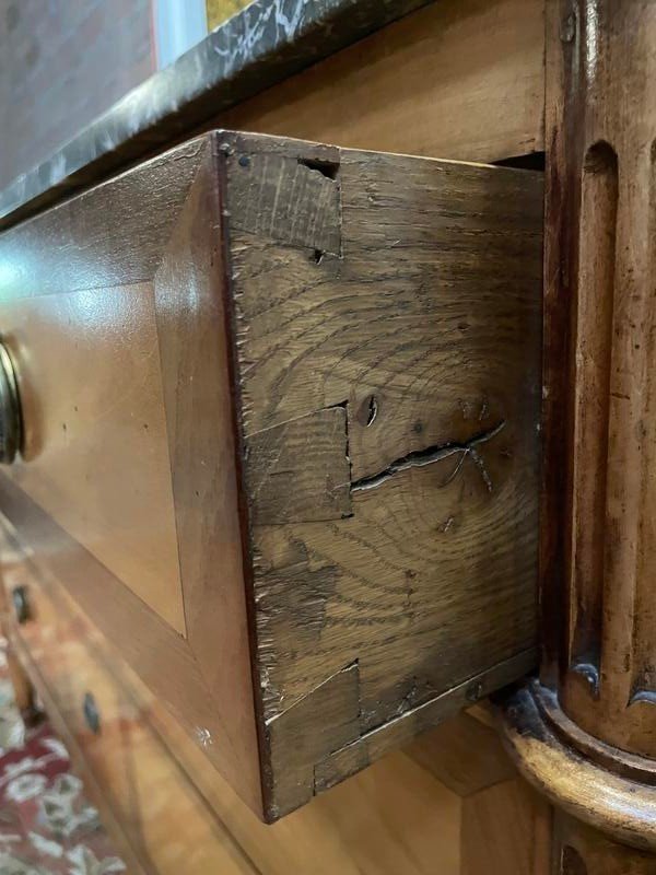 Restored Louis XVI Period Chest Of Drawers In Walnut And Cherry -photo-4