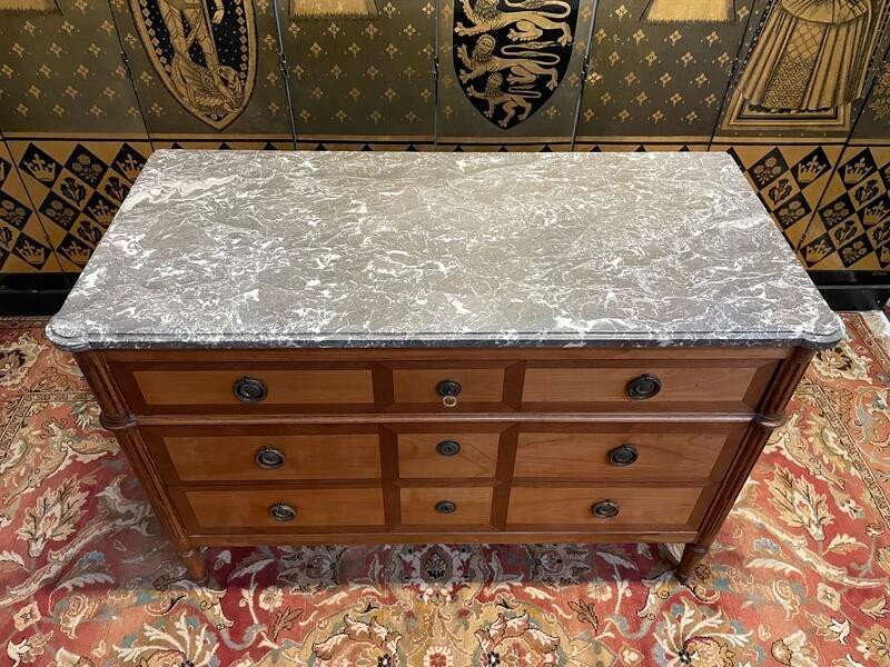 Restored Louis XVI Period Chest Of Drawers In Walnut And Cherry -photo-2