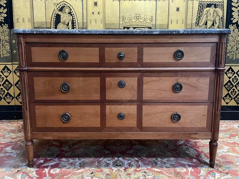 Restored Louis XVI Period Chest Of Drawers In Walnut And Cherry 