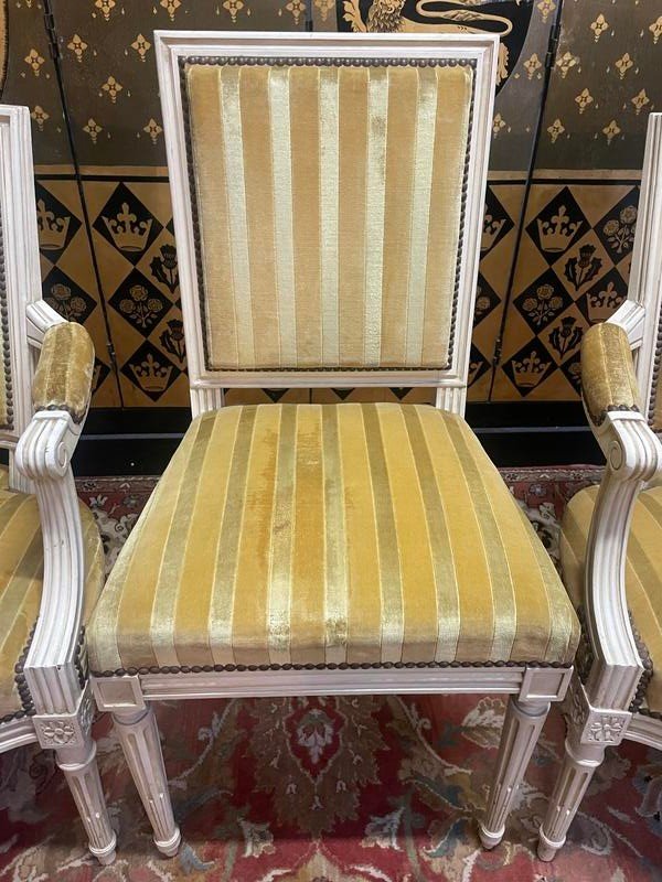 Pair Of Louis XVI Style Cabriolet Armchairs And Louis XVI Chair-photo-2