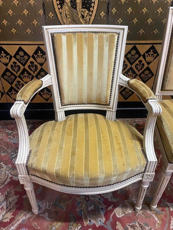 Pair Of Louis XVI Style Cabriolet Armchairs And Louis XVI Chair-photo-1